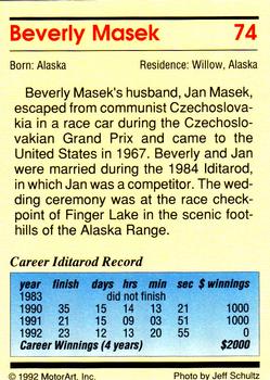 1992 MotorArt Iditarod Sled Dog Race #74 Beverly Masek Back